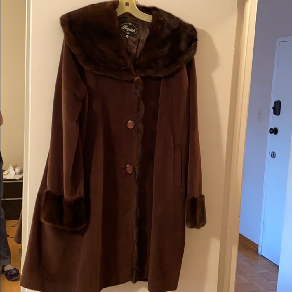 Winter coat, XL Angora, wool and mink fur